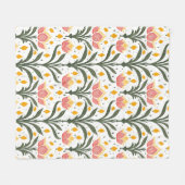 Rosa Tulips mit grünen Mustern Fleecedecke (Vorderseite (Horizontal))