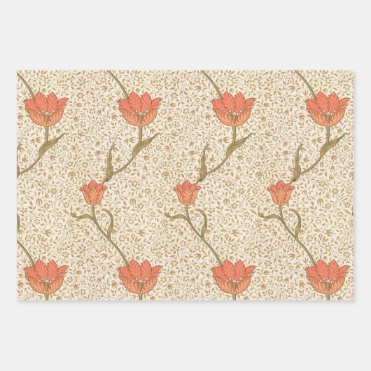 Rosa Tulips Morris Muster Geschenkpapier Set (Vorderseite 3)