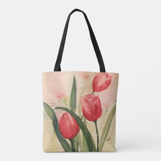 Rosa Tulips Multiprint Tasche, Tasche Schultern (Rückseite)
