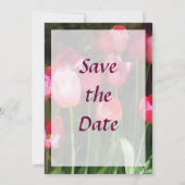Rosa Tulips Save the Date im Garten (Rückseite)