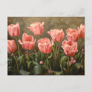Rosa Tulips Schöne Ölgemälde Postkarte