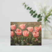 Rosa Tulips Schöne Ölgemälde Postkarte (Stehend Vorderseite)