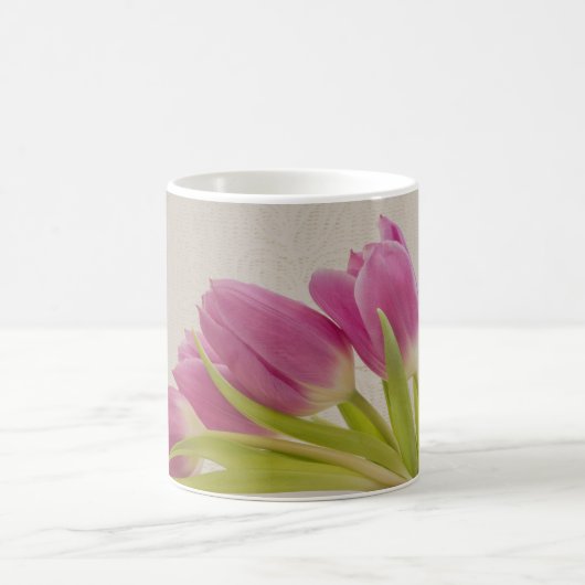 Rosa Tulips und Spitzen Kaffeetasse (Mittel)