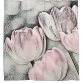 Rosa Tulips Vintag Zeichnend Duschvorhang (Vorderseite)