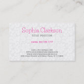 Rosa Tulips Weiße Damaskus Hintergrund Visitenkarte (Rückseite)