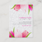 Rosa Tulips Weiße Damaskus Hintergrund Visitenkarte (Rückseite)