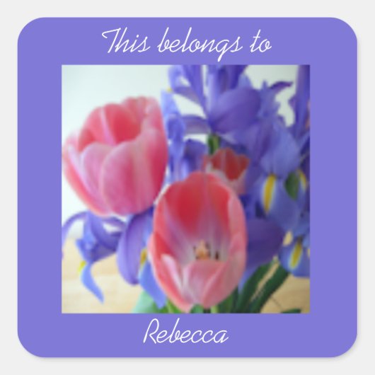 Rosa Tulissen und Lila Iris Quadratischer Aufkleber (Vorderseite)