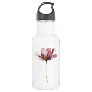 Rosa Tulpe Blume Aquarell Edelstahlflasche