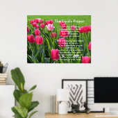 Rosa Tulpe-Blume vom Frühling, Das Gebet des Herrn Poster (Heimbüro)