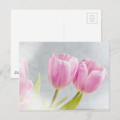 Rosa Tulpe-Blumen-Blumenblätter Postkarte (Vorne/Hinten)