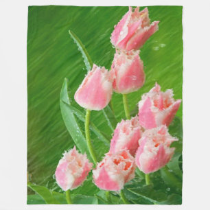 Rosa Tulpe-Blumen Fleecedecke
