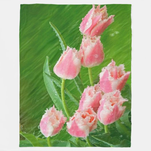 Rosa Tulpe-Blumen Fleecedecke (Vorderseite)