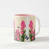 Rosa Tulpe-BlumenTasse Zweifarbige Tasse (VorderseiteRechts)