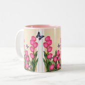 Rosa Tulpe-BlumenTasse Zweifarbige Tasse (Vorderseite Links)