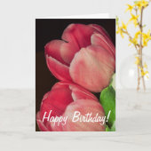 Rosa Tulpe-Geburtstagskarte Karte (Gelbe Blume)