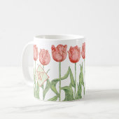 Rosa Tulpe-mit Monogramm mit Blumeninitiale Kaffeetasse (Vorderseite Links)