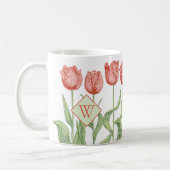 Rosa Tulpe-mit Monogramm mit Blumeninitiale Kaffeetasse (Links)