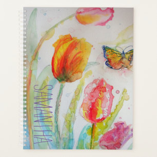 Rosa Tulpe Tulpen Floral Wasserfarbe Frau Name Nei Planer