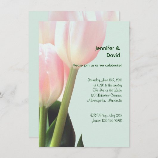 Rosa Tulpe-Verlobungs-Mitteilung Einladung (Vorne/Hinten)