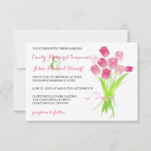 Rosa Tulpen - 3x5 Hochzeitseinladung Einladung