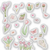 Rosa Tulpen-Aufkleber Aufkleber (Vorderseite)