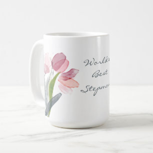 Rosa Tulpen Blätter Weiße Weltbeste Stiefmutter Kaffeetasse