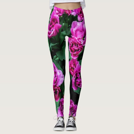 Rosa Tulpen Blume Leggings (Vorderseite)