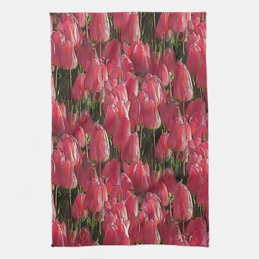 Rosa Tulpen Blumen Geschirrtuch (Vertikal)