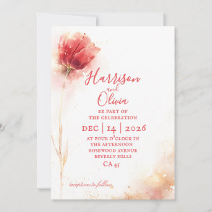 Rosa Tulpen-Blumen Hochzeitseinladung elegant Einladung