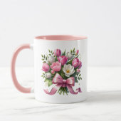Rosa Tulpen Blumen Tasse Süßes Geschenk (Links)