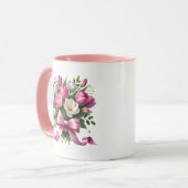 Rosa Tulpen Blumen Tasse Süßes Geschenk (Vorderseite Links)