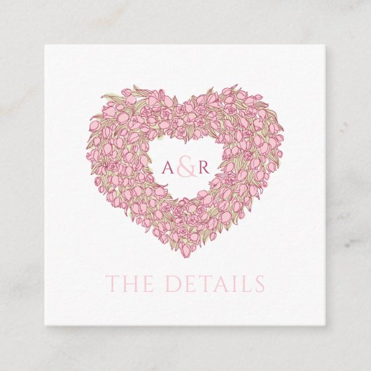 Rosa Tulpen Blumenzwiebeldetails QR-Code Begleitkarte (Vorderseite)