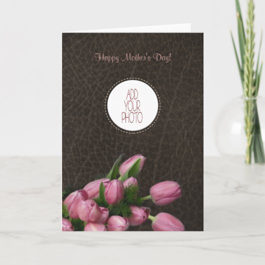 Rosa Tulpen - der glückliche Tag der Mutter Karte (Vorderseite)