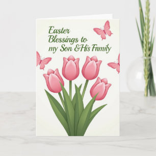 Rosa Tulpen Familienkarte zum Frühling Karte