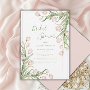 Rosa Tulpen Florale Elegante Brautparty Einladung