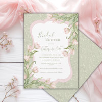 Rosa Tulpen Florale Vintage Salbei-Junggesellinnen