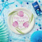 Rosa Tulpen Frühjahr Elegante Florentiner Ostern G Pappteller (Party)