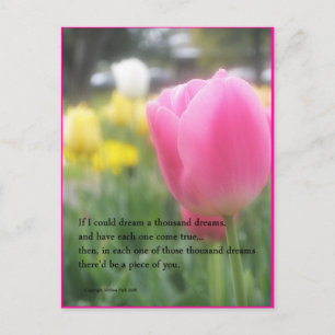 Rosa Tulpen-Gedicht-Postkarte Tausend Träume Postkarte