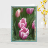 Rosa Tulpen mit Abtropfen Karte (Gelbe Blume)