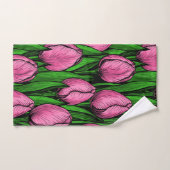 Rosa Tulpen mit grünen Blätter Badhandtuch Set (Handtuch)