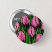 Rosa Tulpen mit grünen Blätter Button (Vorne & Hinten)