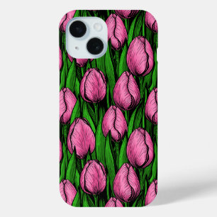 Rosa Tulpen mit grünen Blätter Case-Mate iPhone Hülle