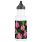Rosa Tulpen mit grünen Blätter Edelstahlflasche (Links)