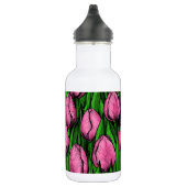 Rosa Tulpen mit grünen Blätter Edelstahlflasche (Rechts)
