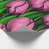 Rosa Tulpen mit grünen Blätter Geschenkpapier (Ecke)