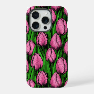 Rosa Tulpen mit grünen Blätter iPhone 15 Pro Hülle