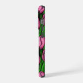 Rosa Tulpen mit grünen Blätter iPhone Hülle (Linke Seite)