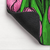 Rosa Tulpen mit grünen Blätter Mousepad (Ecke)