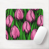 Rosa Tulpen mit grünen Blätter Mousepad (Mit Mouse)