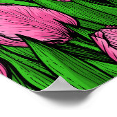 Rosa Tulpen mit grünen Blätter Poster (Ecke)